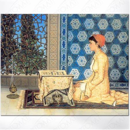 Fotomat Kuran Okuyan Kız Dekoratif Kanvas Tablo Osman Hamdi