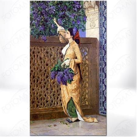 Fotomat Leylak Toplayan Kız Dekoratif Kanvas Tablo Osman Hamdi