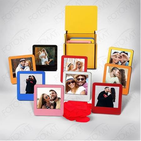 Fotomat Ahşap Kutulu 12 Fotoğraflı Mini Polaroid Çerçeveler