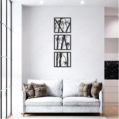 Fotomat Ahşap Bambu Dekoratif Duvar Tablosu Modern Tablo